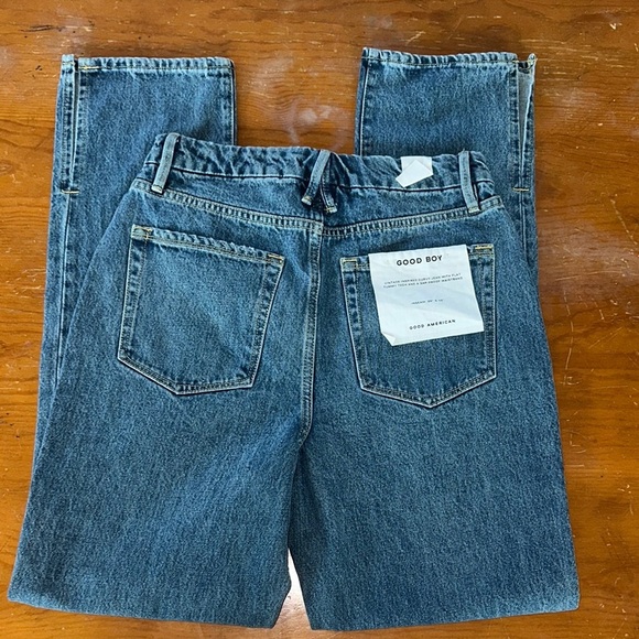 NWT Good American good boy women's Blue Straight Leg Jeans size 4/27 - Picture 12 of 16